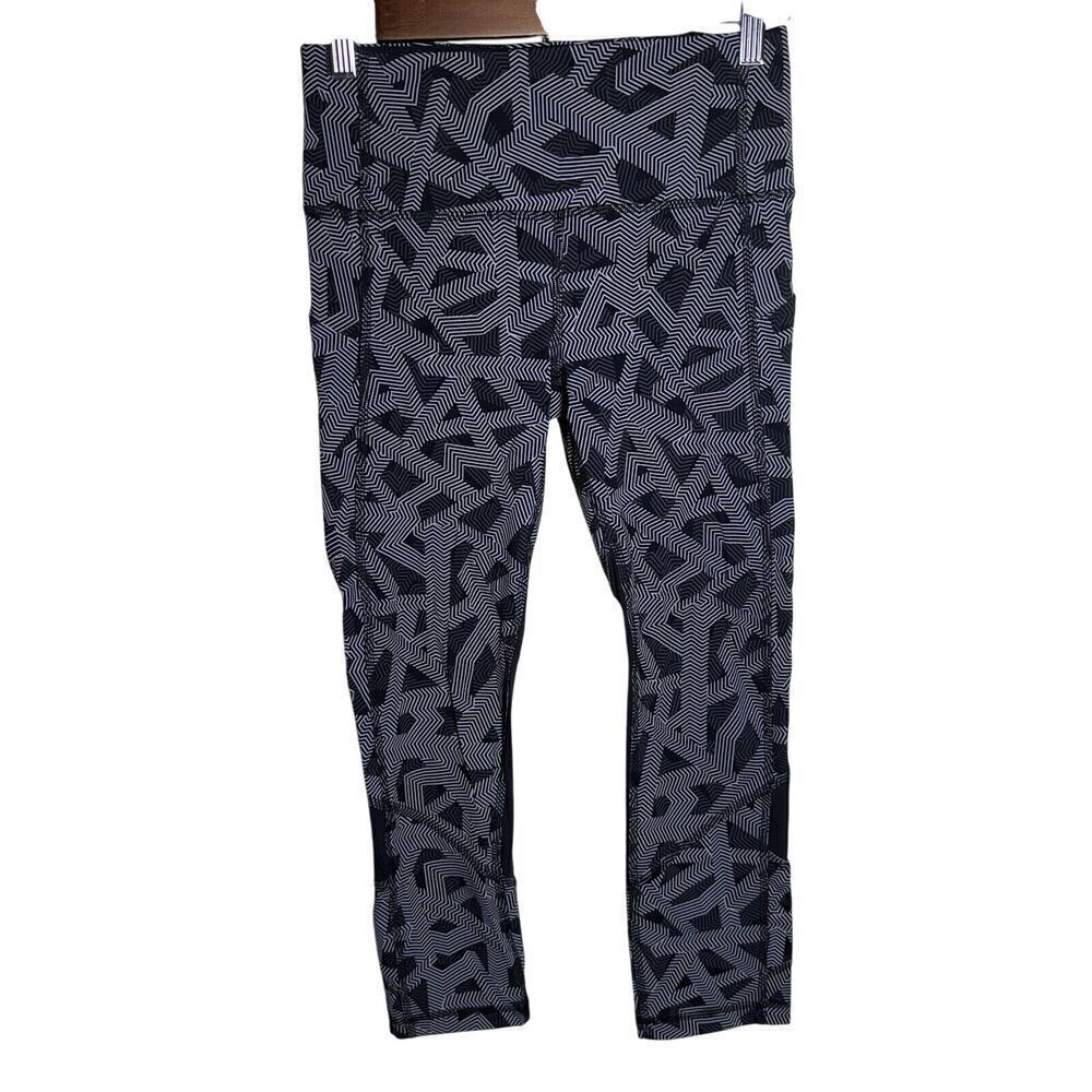 Lululemon Pace Rival High Rise Crop 22" Black Grey Design Running Legging Size 4 - Picture 4 of 12